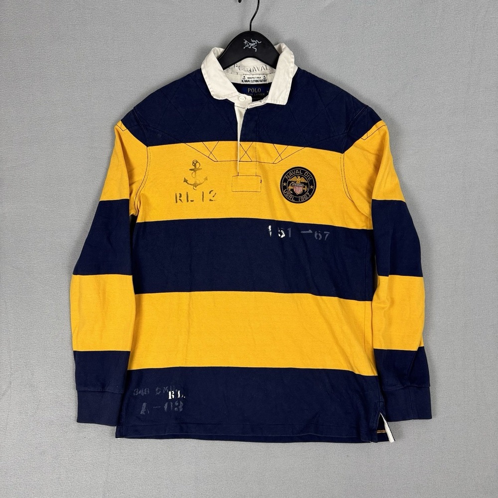 Polo Ralph Lauren Rugby Naval Division Striped Long Sleeve Shirt Mens Medium
